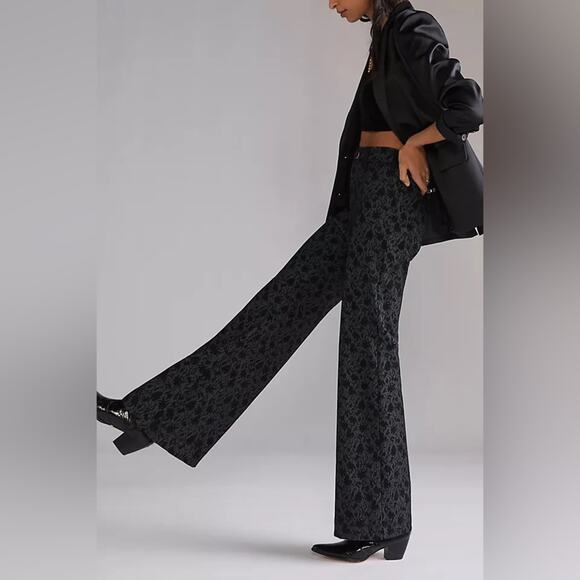 Anthro Maeve Jacquard Flare Pants - Picture 2 of 7